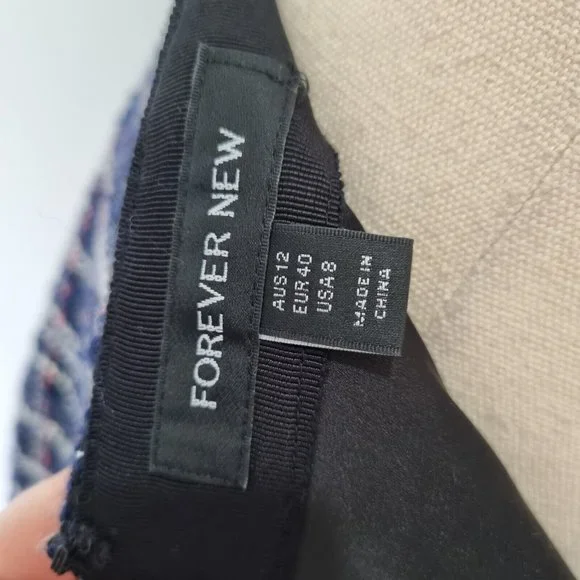 Forever New Multicolour Tweed Faux Wrap Mini Skirt Size 12 - Picture 7 of 7